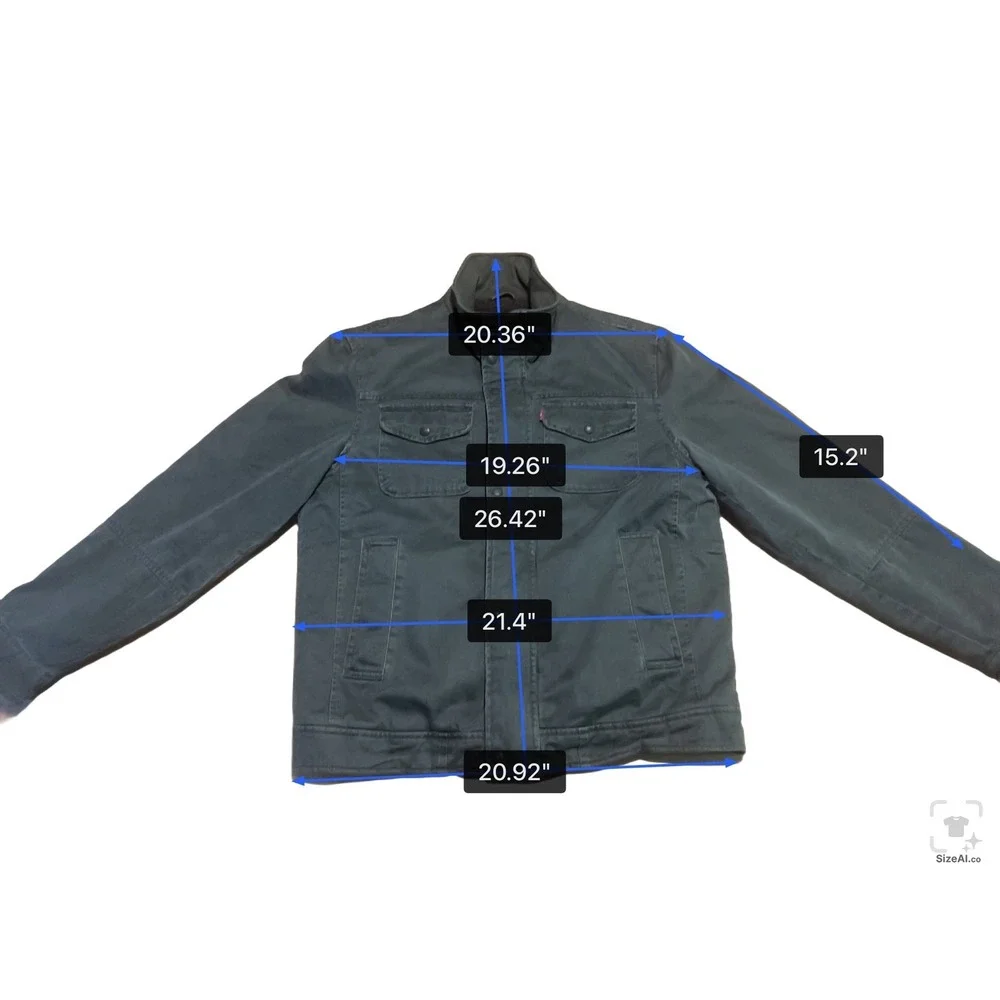 Levi's Men Med Charcoal‎ Sherpa Lined Field Cotton Canvas Military Coat Jacket